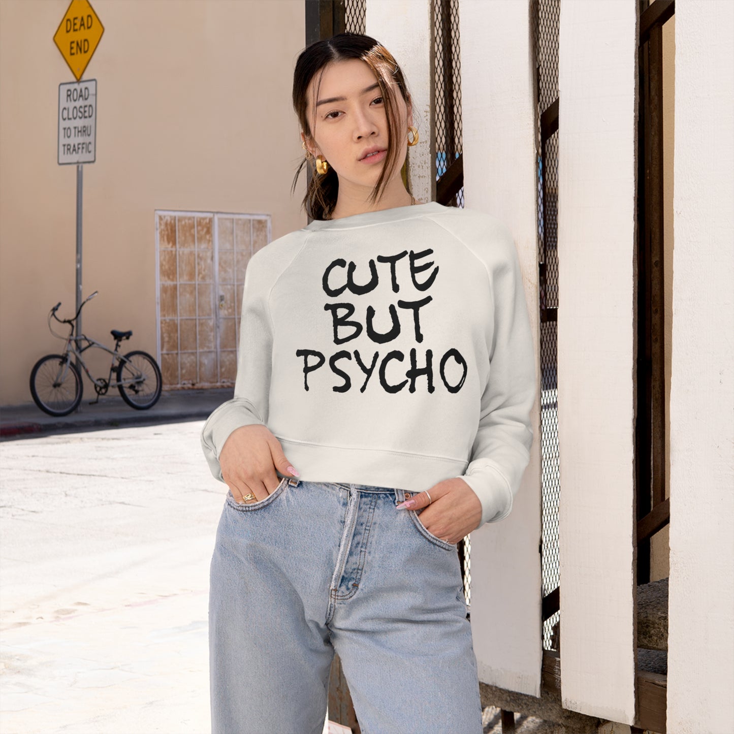 Cute But Psycho Women's Lucky Stray Cropped Fleece Pullover